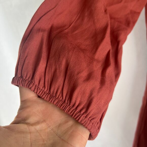 E & M Dark Pink Off Shoulder Lined Mini Fit & Flare Dress Front Button Sz Medium - Picture 5 of 8